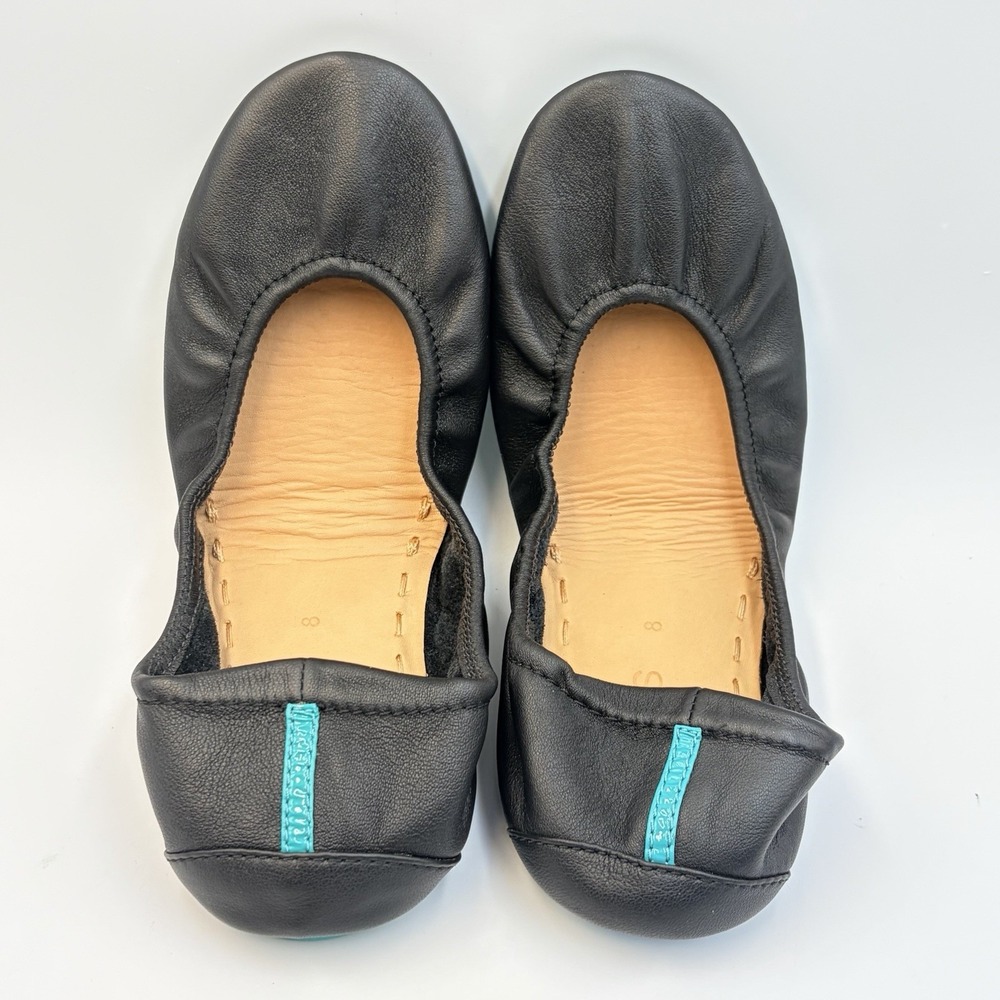 Tieks by Gavrieli Matte Black Leather Foldable Ballet Flats Womens Size 8 - Picture 4 of 7